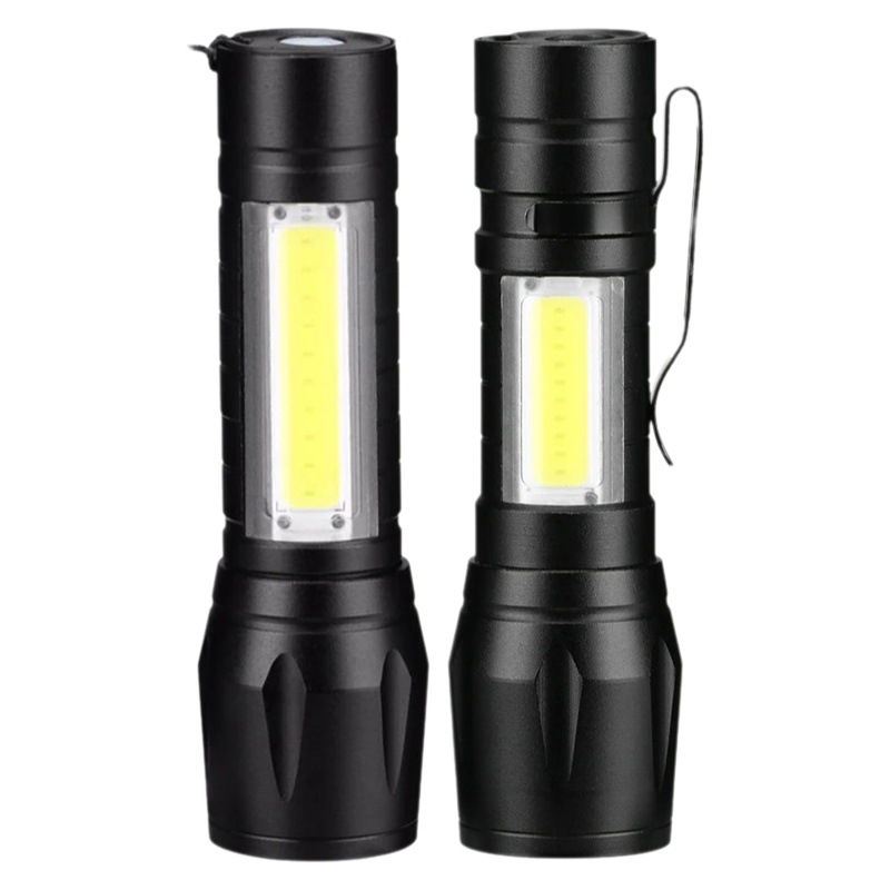 Luz fuerte linterna de largo alcance aleación de aluminio lámpara de iluminación portátil zoom telescópico al aire libre LED linterna pequeña con lámpara lateral