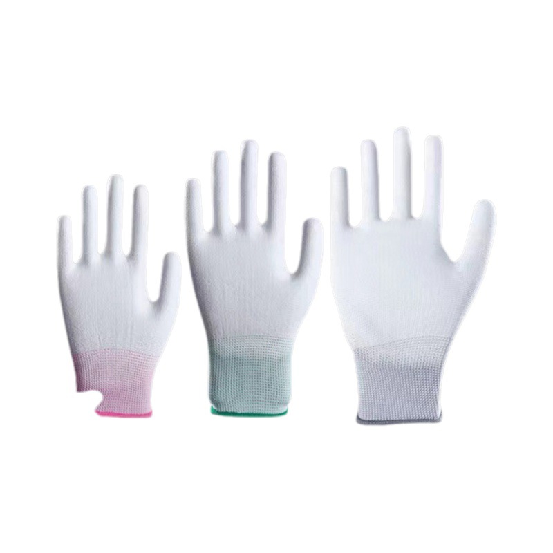 Guantes revestidos de PU guantes de trabajo revestidos antiestáticos de fábrica electrónicos libres de polvo blancos guantes revestidos de PU al por mayor