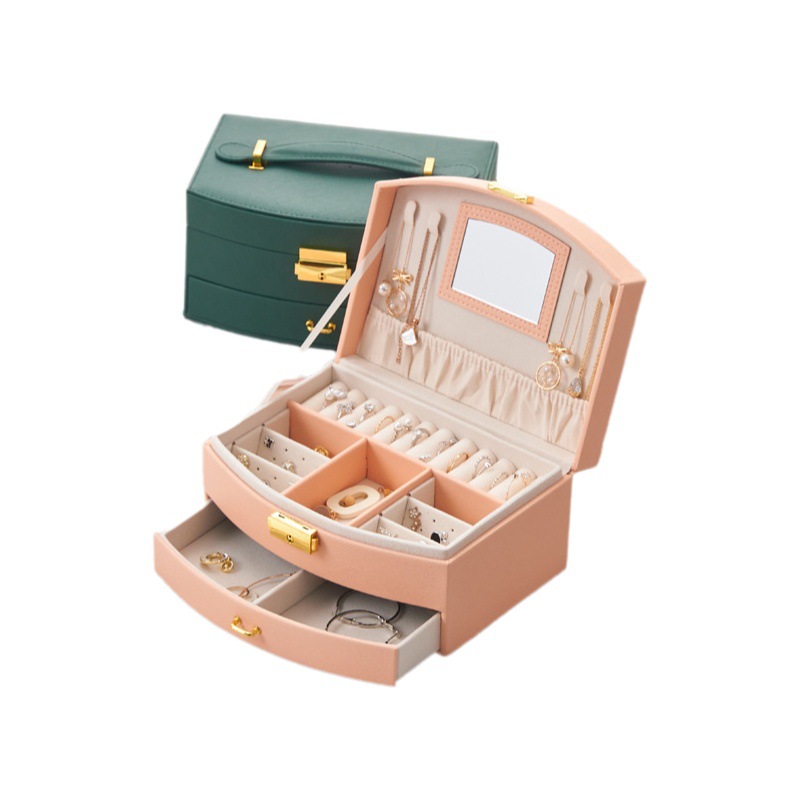 Caja de joyería de múltiples capas con caja de almacenamiento de joyería de cerradura princesa niños caja de joyería pendientes caja de almacenamiento de cajón image 1