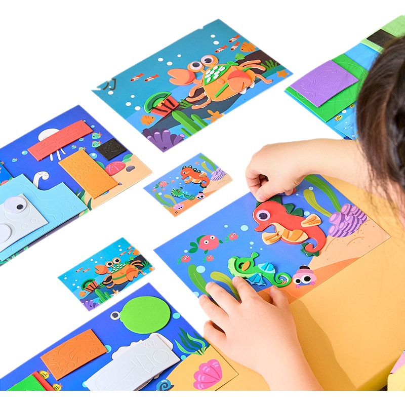 [Exclusivo transfronterizo] paquete de material hecho a mano para niños 3D pegatinas de jardín de infantes juguetes educativos creativos