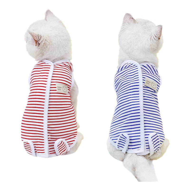 Mascota gato esterilización ropa gato posparto ropa quirúrgica anti-lamiendo ropa destete 23 rayas gato esterilización ropa