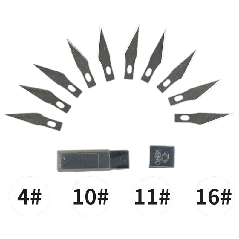Cuchilla de repuesto de 10 piezas/caja Cuchilla de grabado a mano Cuchilla de bolígrafo Cuchilla de arte No. 65 Cuchilla de acero al manganeso al por mayor