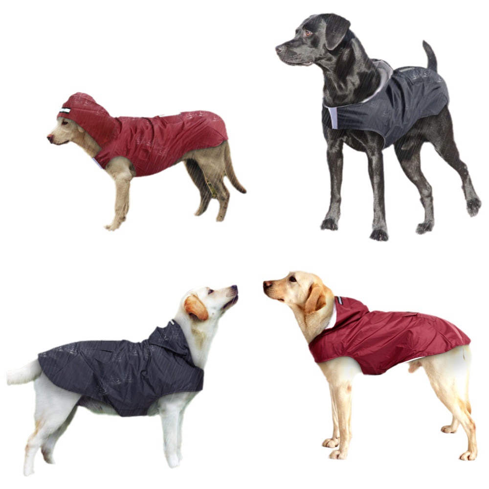 Chubasquero reflectante transfronterizo para perros grandes, poncho para cachorros, impermeable, a prueba de viento, con capucha, código, impermeable para perros reflectante