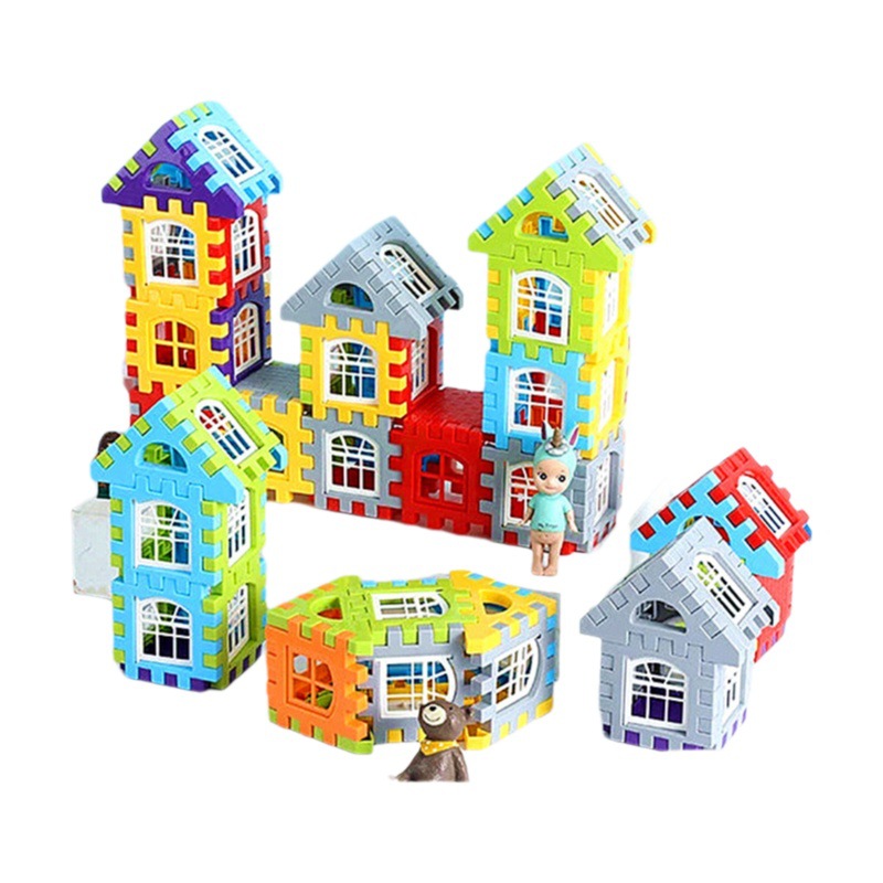 Niños colorido ventana casa bloques de construcción gran bloque de partículas plástico mosaico Castillo montado kindergarten juguetes educativos al por mayor