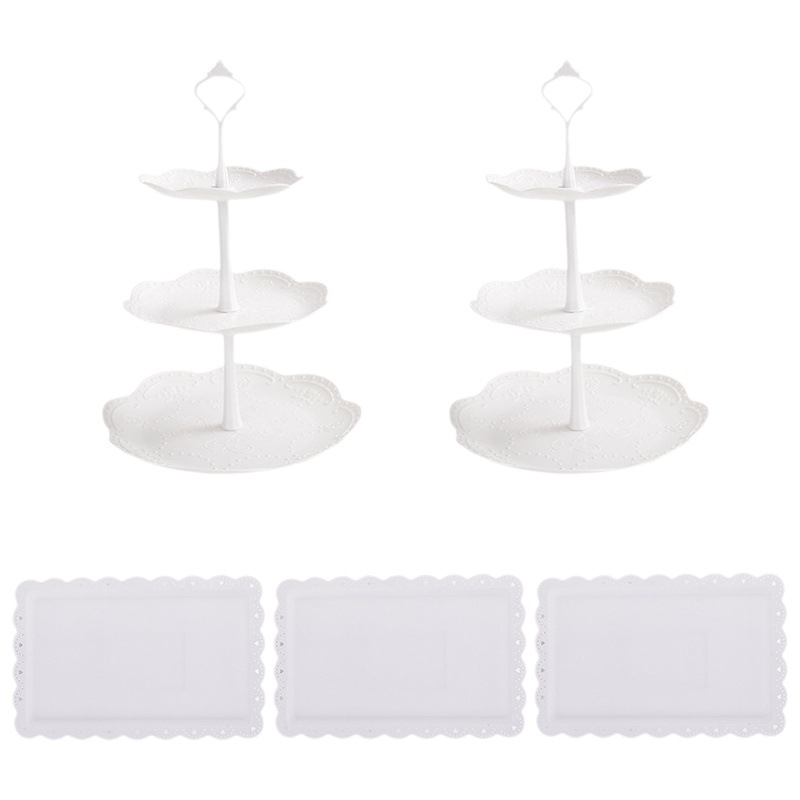 De estilo europeo de 3 capas plato de merienda plato de fruta té de la tarde postre soporte de exhibición mesa de postre soporte de la torta mesa de combinación de la torta
