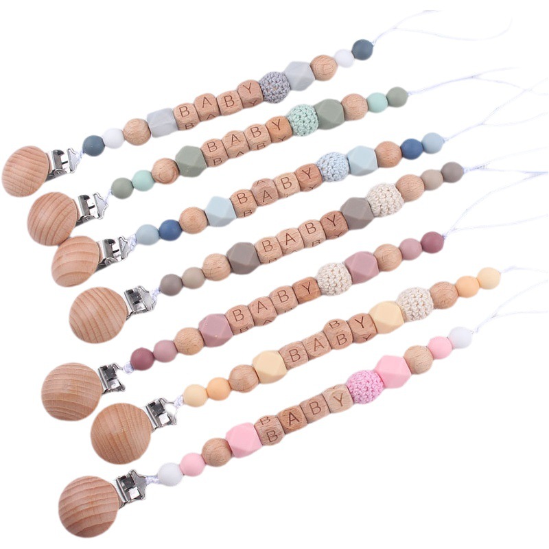 Suministros para bebés clip de chupete clip de haya cadena anti-caída cuentas de silicona Cadena de chupete Comercio exterior Amazon nuevo
