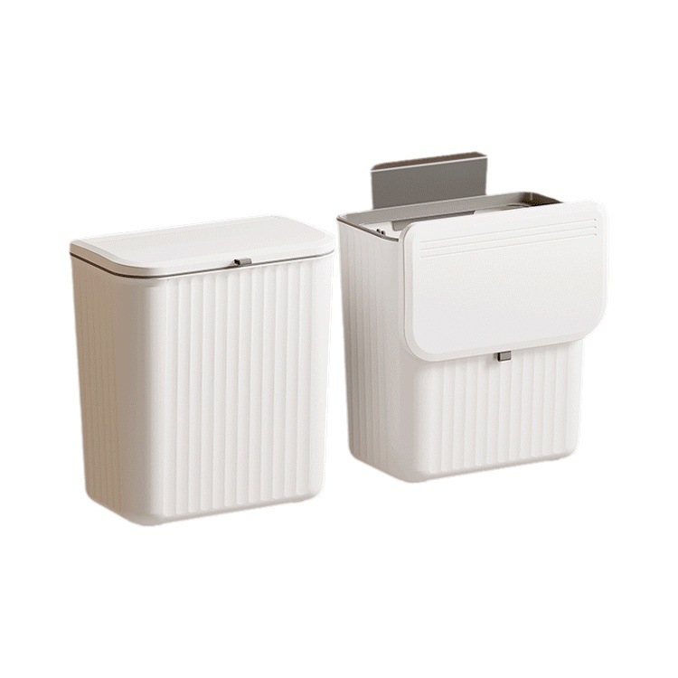 Cocina del hogar cubierta deslizante montado en la pared bote de basura sin perforar puerta del gabinete baño cocina basura Cubo de almacenamiento de oficina