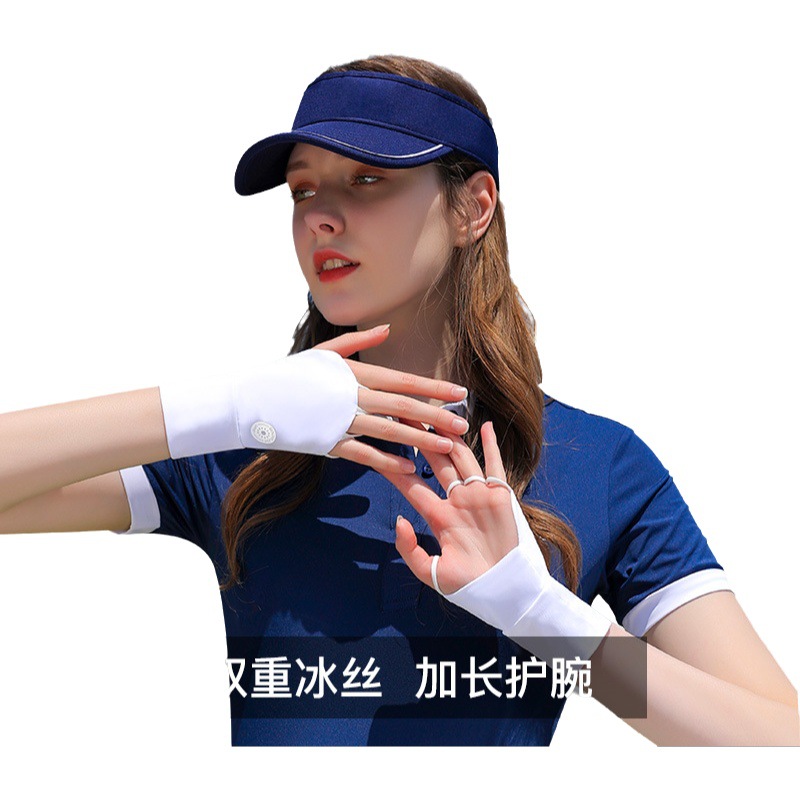 Guantes de protección solar de seda de hielo Reich verano deportes al aire libre fitness ciclismo medio dedo protección UV Palma guantes huecos