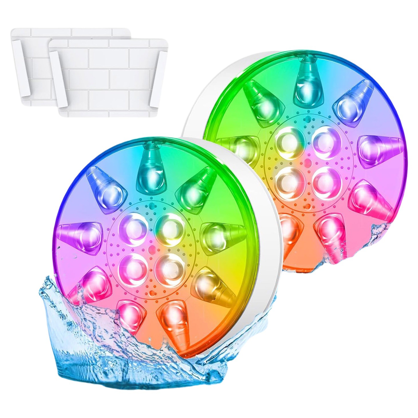 Fábrica en stock 7CM8.5 cm13 granos de la lámpara 16 colores RF control remoto cuatro imanes con ventosa LED piscina buceo Luz