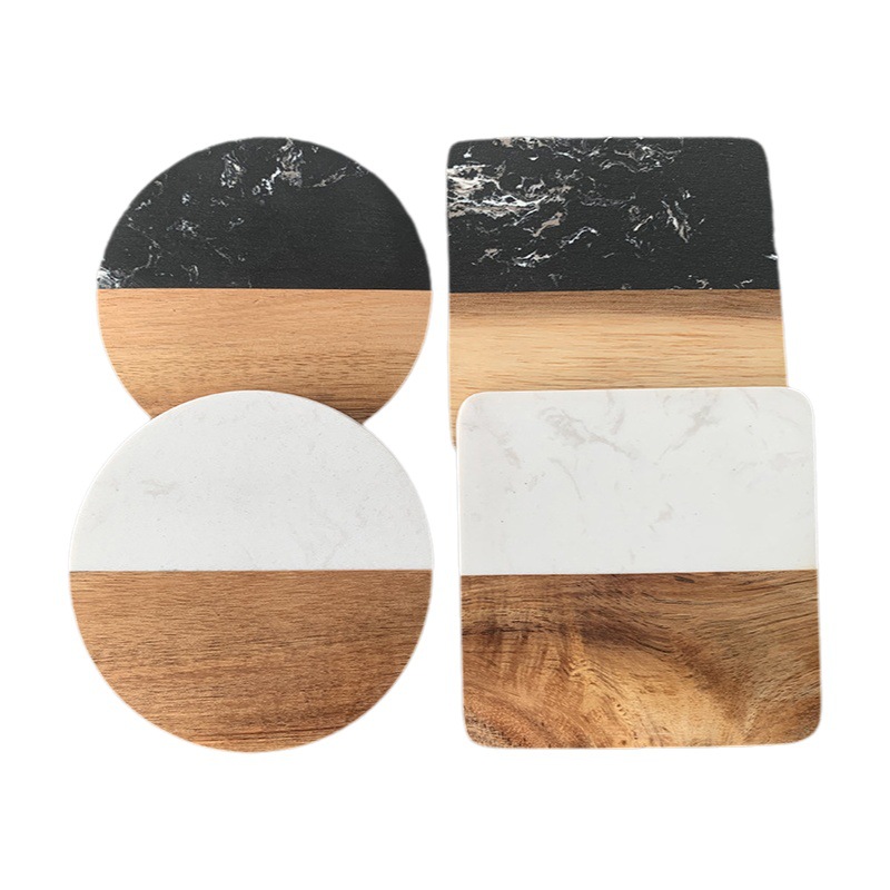 Aislamiento de mármol montaña empalme madera de acacia cuadrado redondo café mantel té Montaña Rusa fábrica irregular Nórdico
