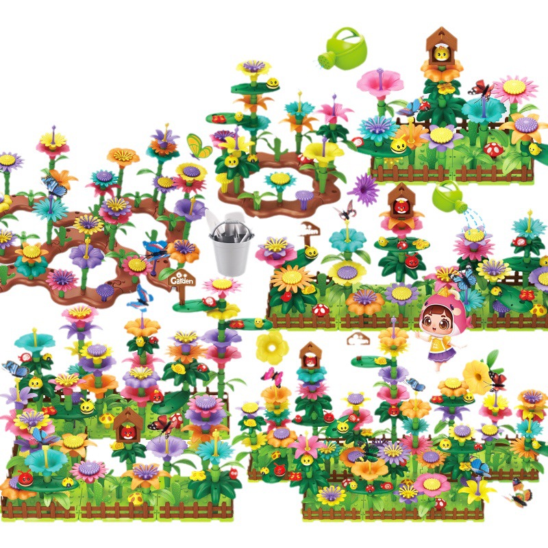 Transfronterizo DE LOS NIÑOS cambiante jardín mundo montaje de bloques de construcción de jardín traje DIY inteligencia arreglo floral montaje de Juguetes