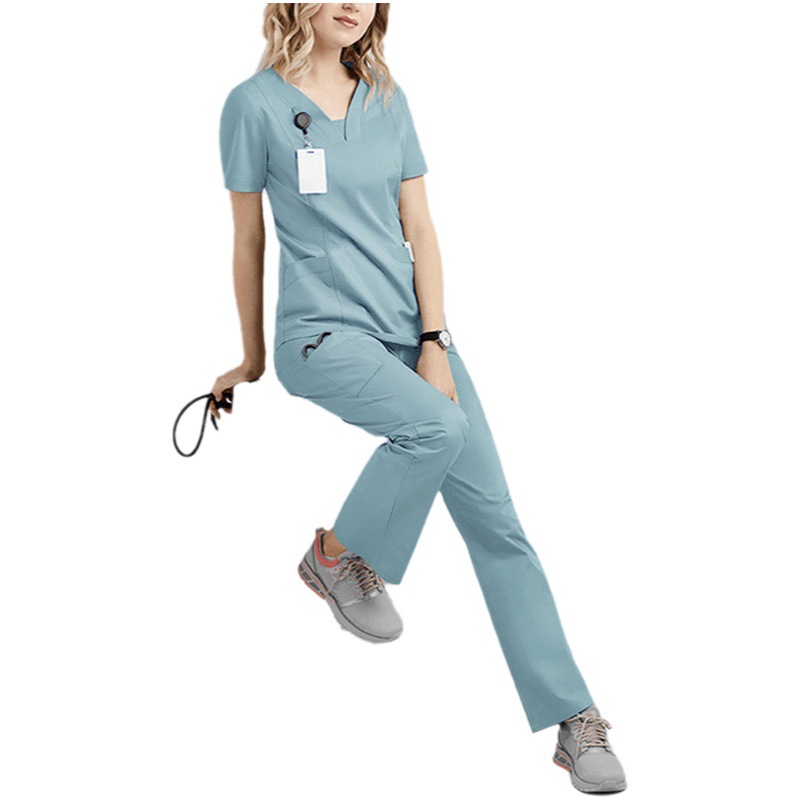 En stock suministro Amazon vestido quirúrgico traje médico enfermera uniforme salón de belleza Hospital Estomatológico guardapolvos Lavado de Manos Bata