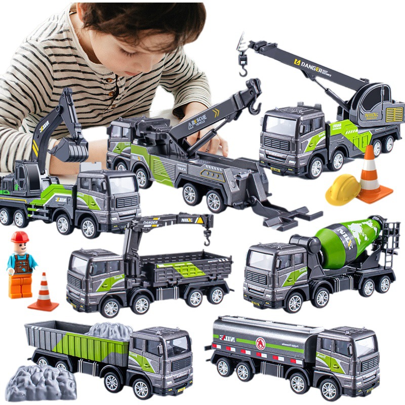 Inercia aleación camión de ingeniería camión niño excavadora camión mezclador camión cisterna modelo de coche de juguete para niños