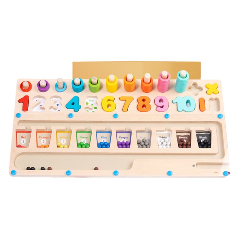 Tablero de conteo móvil magnético de clasificación de color para niños transfronterizos tablero de números de coincidencia de forma de computación digital juguete tres en uno