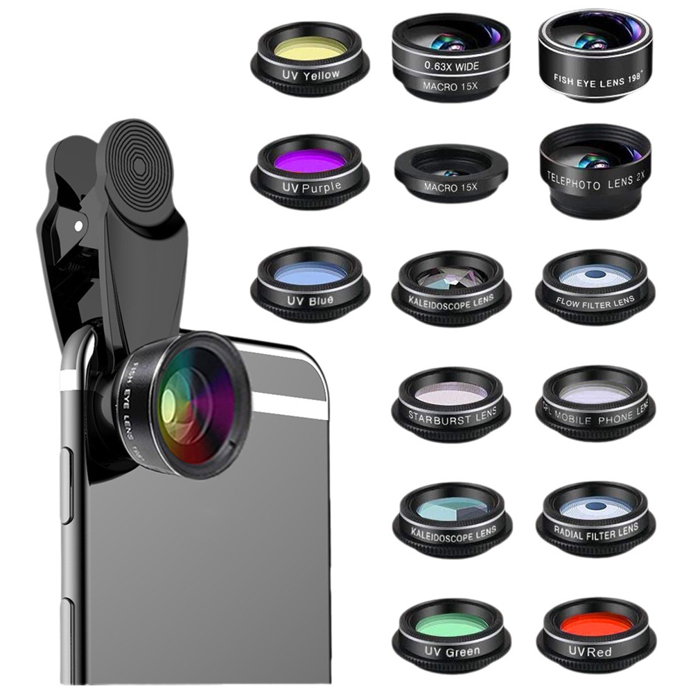 Suministro transfronterizo vertical HD 10-en-1 gran angular macro ojo de pez multi-Colección traje de lente de teléfono con cámara