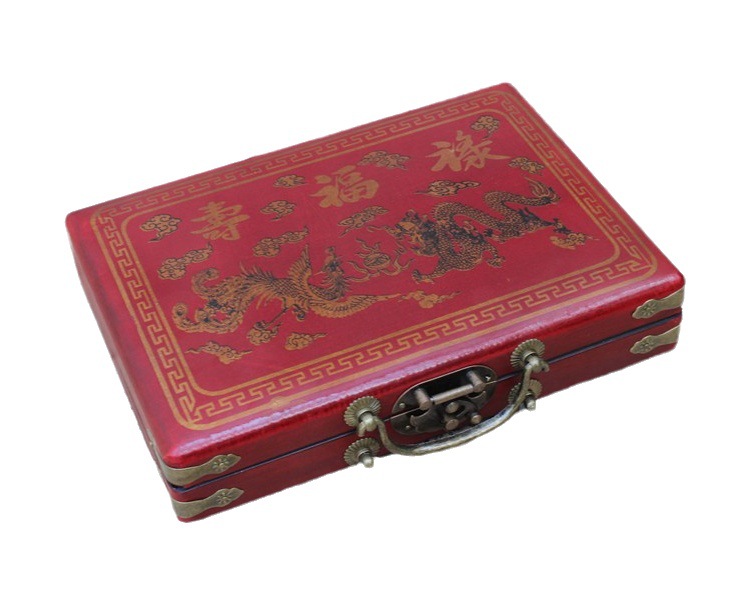 Antique mahjong box miniature mahjong export mahjong travel mahjong dormitory mahjong with antique leather box with instructions