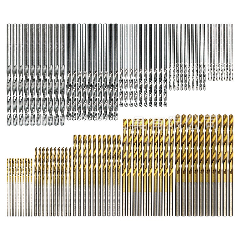 50 Unid Titanium-plated Twist drill Set 1-3mm pequeña broca taladro eléctrico traje de perforación BRICOLAJE Carpintería broca de perforación