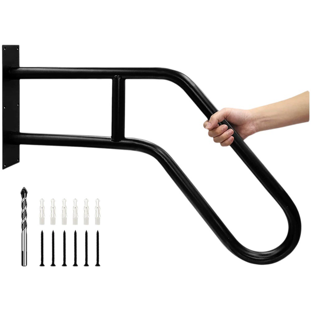 Открытый ступенчатый подлокотник U-образный матовый черный настенный подлокотник ступеньки подъездная лестница безопасности подлокотник