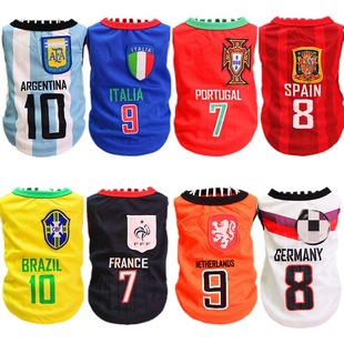 Factory Direct Dog World Cup Soccer Cup Spring and Summer Dog Vest Teddy Golden Hair Samo Clothes