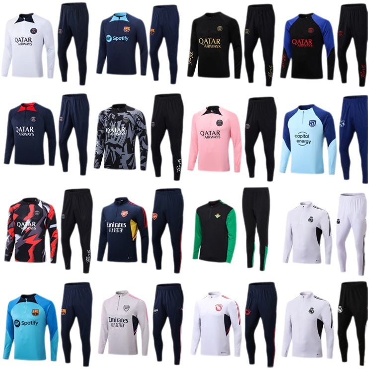 21-22 Traje de entrenamiento de fútbol de manga larga de media tracción Paris Arsenal Dortmund Chelsea al por mayor