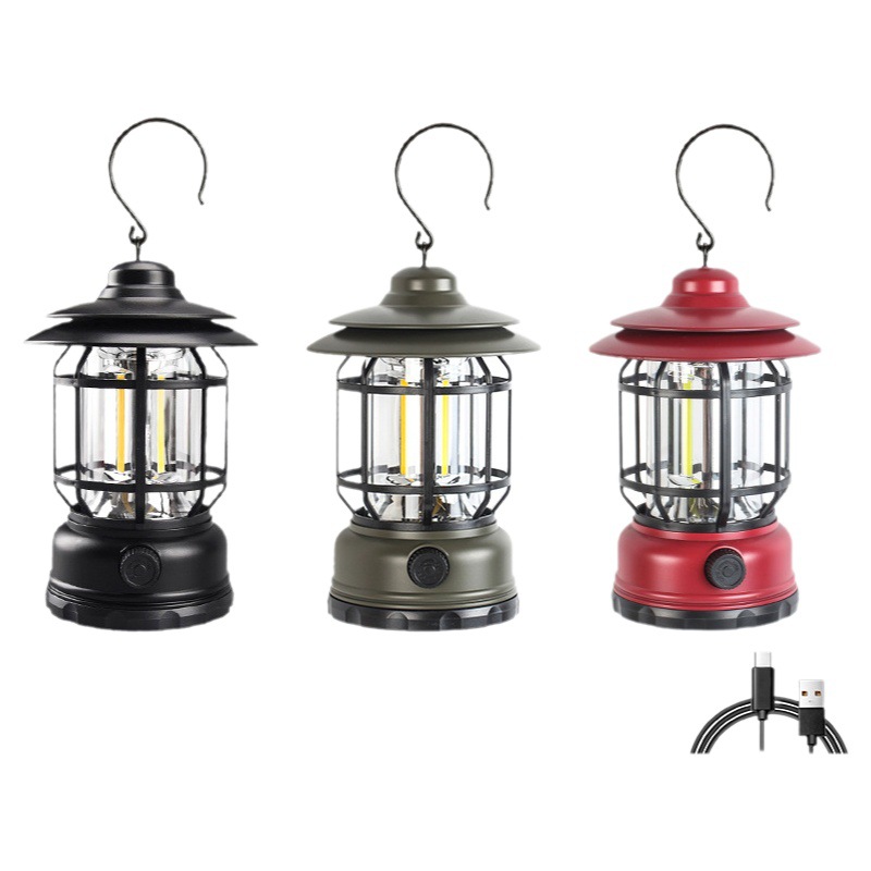 Retro camping luz recargable camping luz pequeño caballo luz al aire libre atmósfera iluminación LED portátil luz tienda luz camping Luz