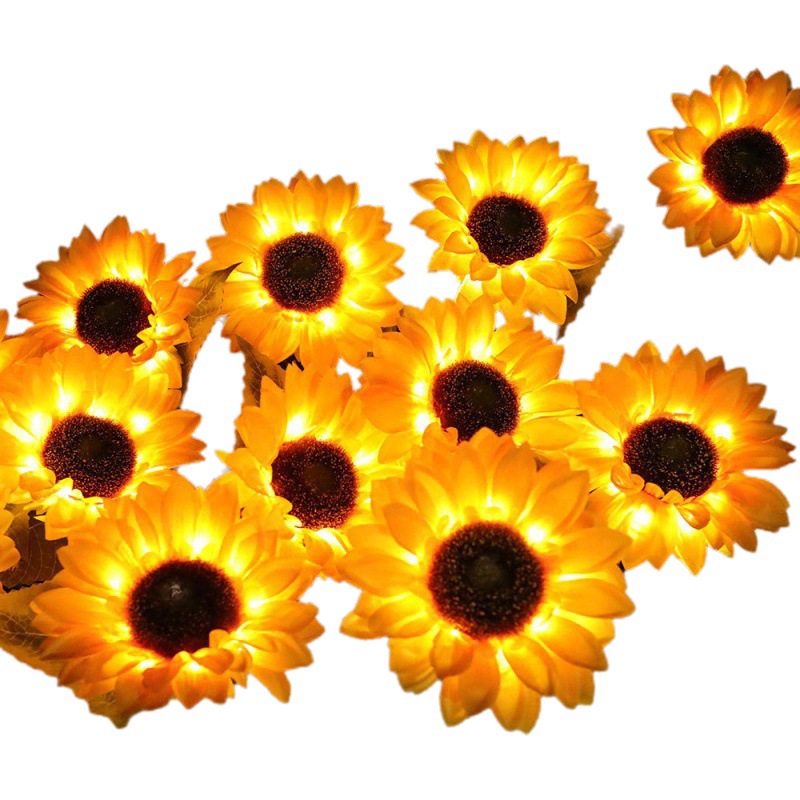 Solar al aire libre girasol linterna jardín césped decoración lámpara de tierra simulación paisaje planta