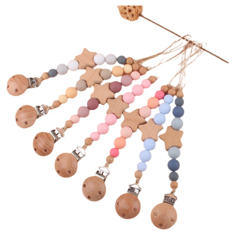 Suministros para bebés Beech chupete clip creativo bebé estrella de dibujos animados Beech mordedura molar chupete cadena anti-caída de la cadena