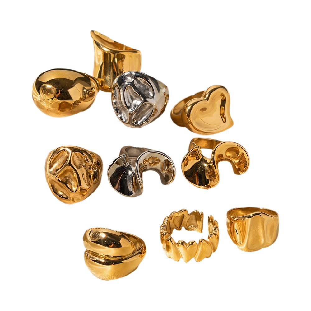 Jieding Joyas europeas y americanas Anillo exagerado de acero inoxidable de oro de 18 quilates de acero de titanio de lujo ligero de alta calidad INS al por mayor mujeres