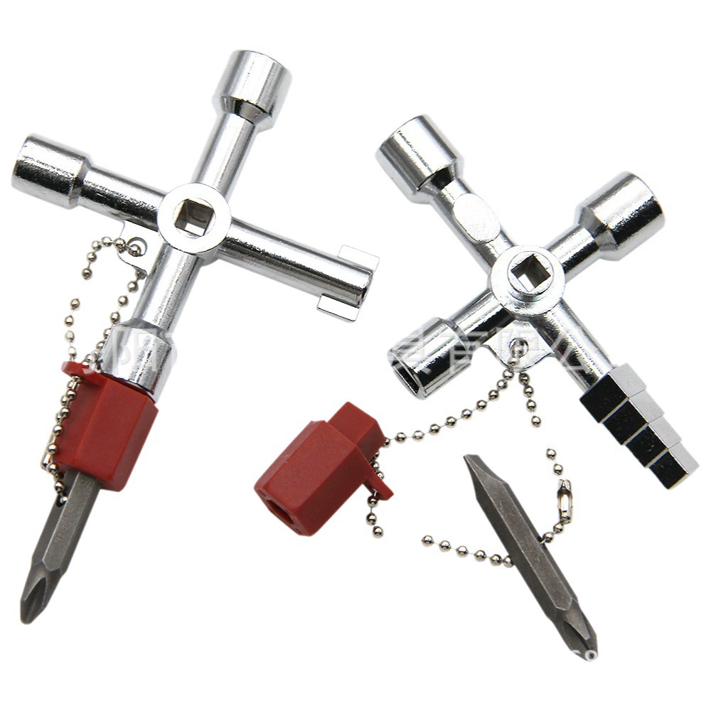 Четыре в одном многофункциональный серебряный ключ ключ гаечный ключ электрический электрический лифт электрический шкаф управления клапан треугольник четыре угла с наконечником
