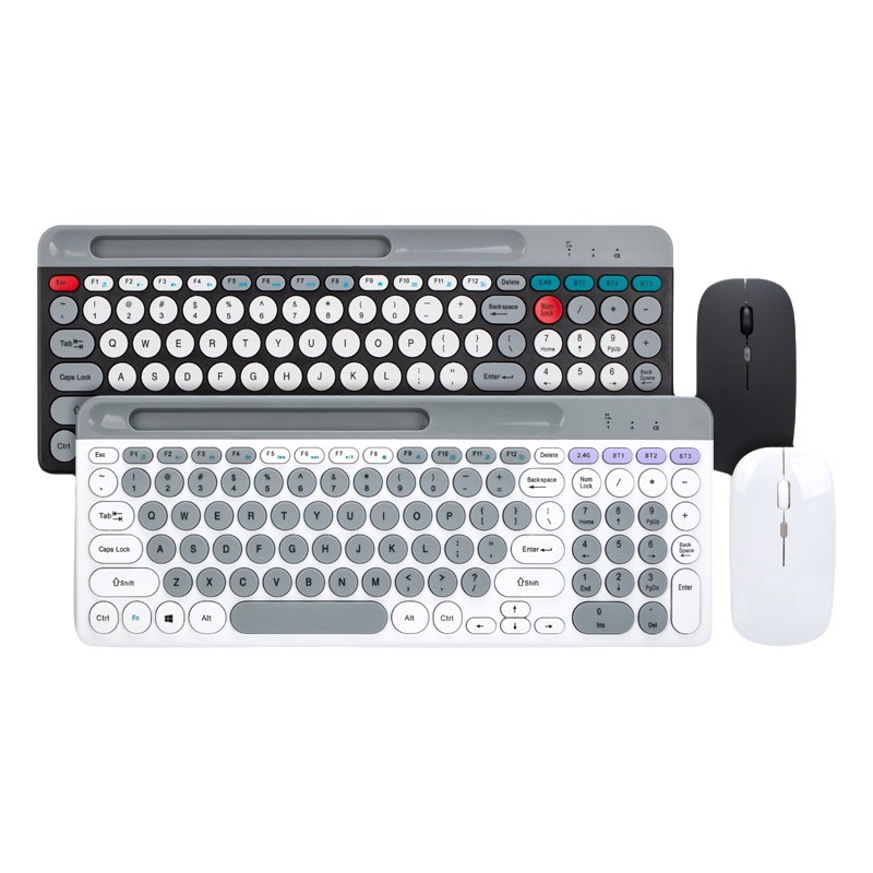 ZYG-806 macaron juego de teclado y ratón inalámbrico Bluetooth de modo dual estilo punk teclado y ratón de carga redondo