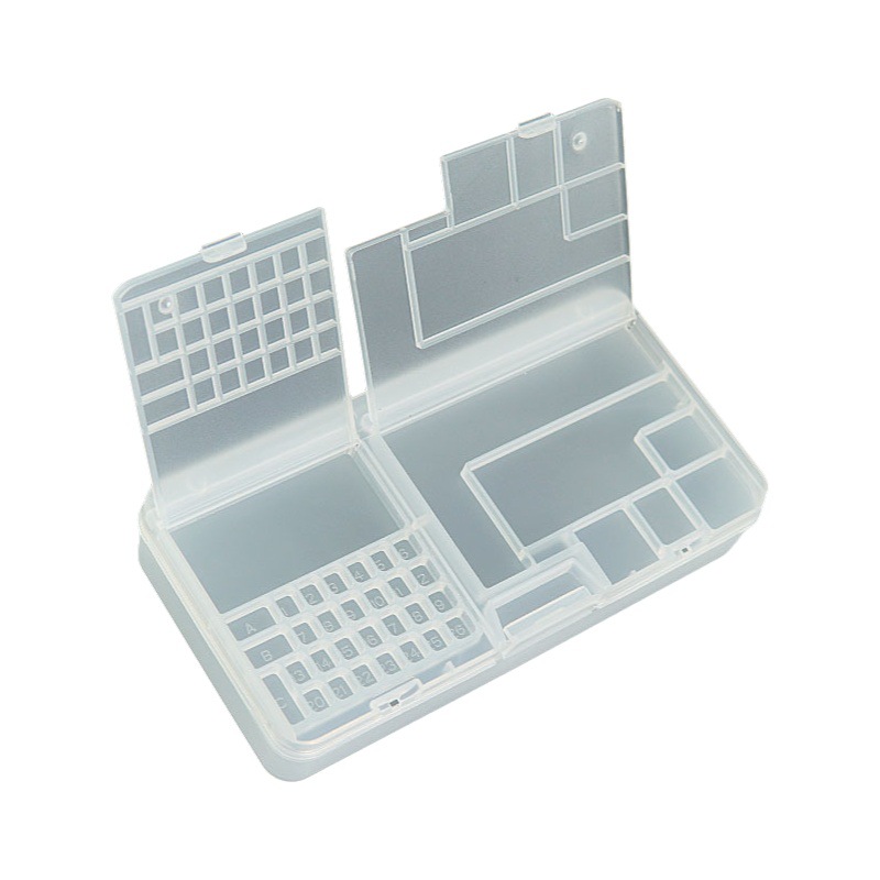 Caja de almacenamiento de herramientas de reparación de teléfonos móviles tornillo placa base Parche transparente multi-rejilla piezas de acabado caja de componentes electrónicos