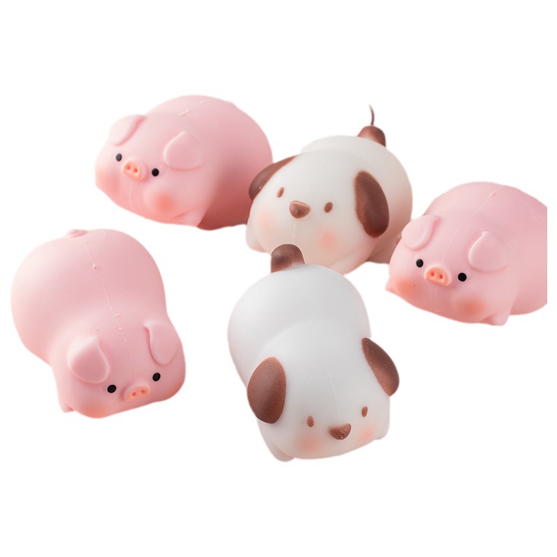 Cerdo creativo cachorro pellizco música harina animal Bola de ventilación descompresión artefacto lento rebote juguetes pequeños para niños al por mayor