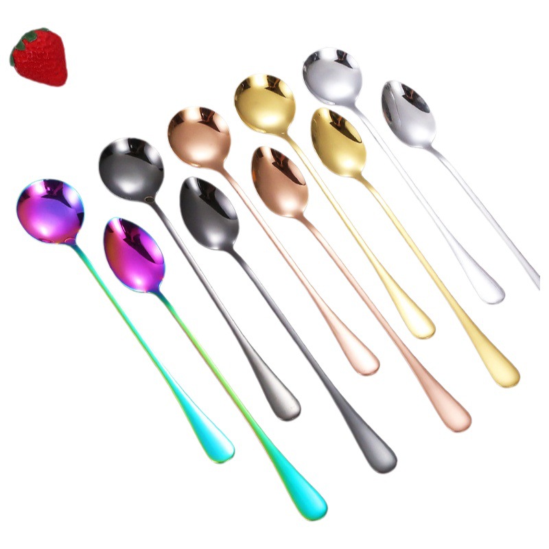 Cuchara de acero inoxidable 1010 para batir, cuchara para helado, cuchara de mango largo, cuchara de postre de alta calidad, cuchara redonda para helado, cuchara de café transfronteriza