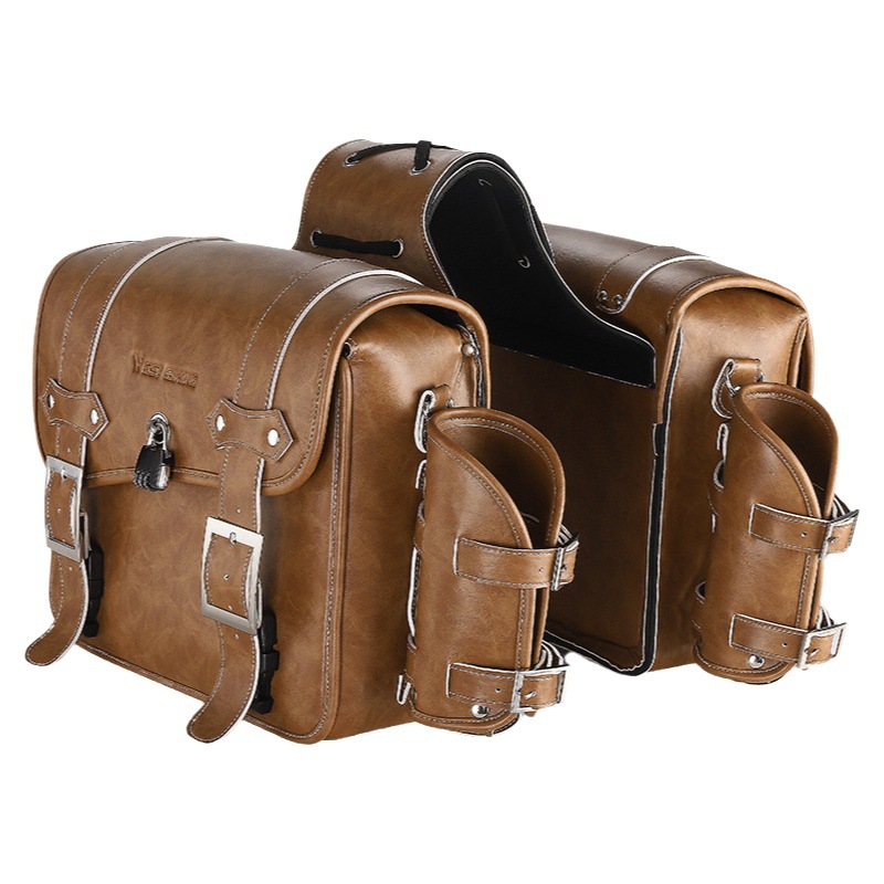 West Rider Motorcycle Retro Bilateral Bag Motorcycle Bag Motorcycle Side Bag Large Capacity Leather Storage Bag Equipment