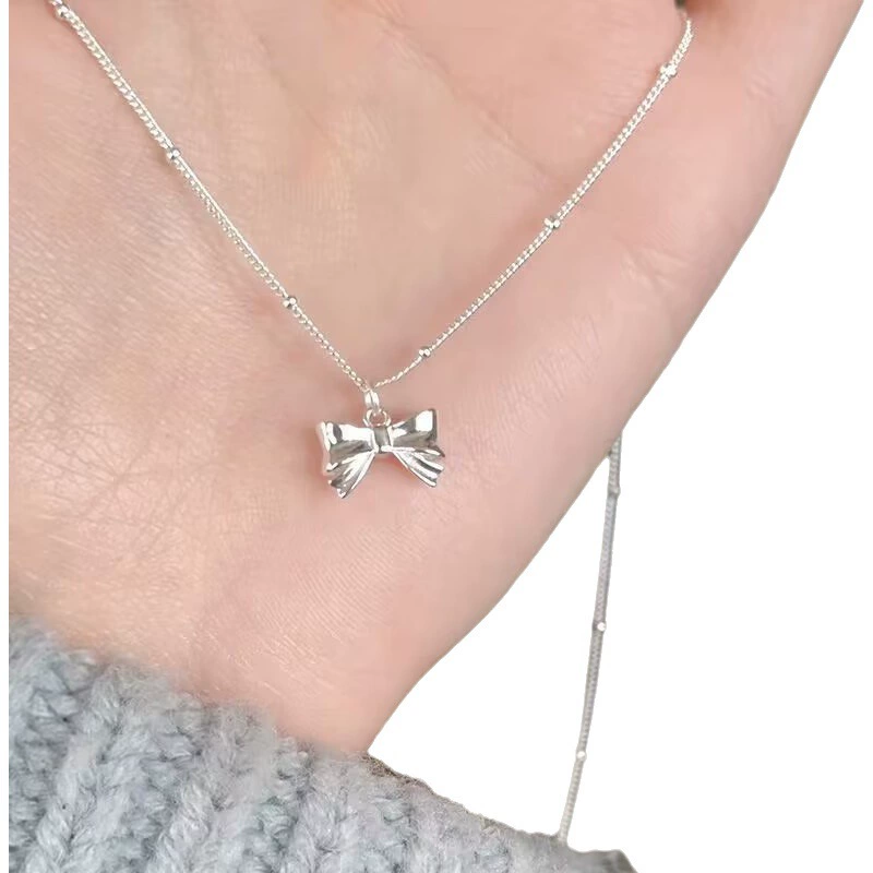 Легкая Роскошная Мода нишевый дизайн Sense Bow кулон ожерелье женское интернет-знаменитость популярная цепочка на ключицу