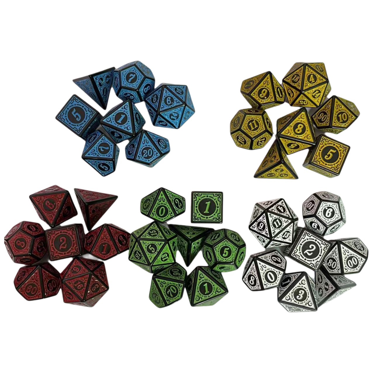 Juego de 7 piezas de grupo de carrera complejo, patrón de estilo antiguo, juego de mesa digital de varias caras, dados de juego de colección transfronterizos