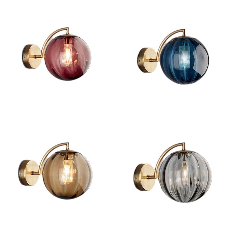 Post-moderna lámpara de pared de noche dormitorio americano minimalista nórdico diseñador Hotel pasillo escaleras bola de cristal pequeña lámpara de pared
