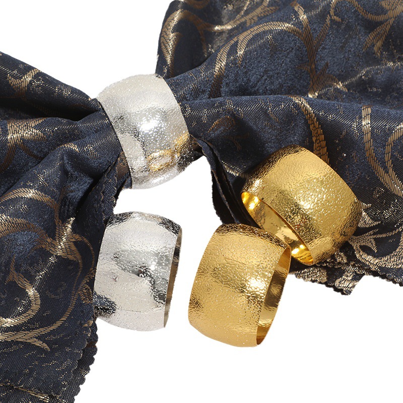 Nuevo Hotel creativo restaurante occidental esmerilado patrón tambor servilleta anillo metal servilleta hebilla escala anillo de tela