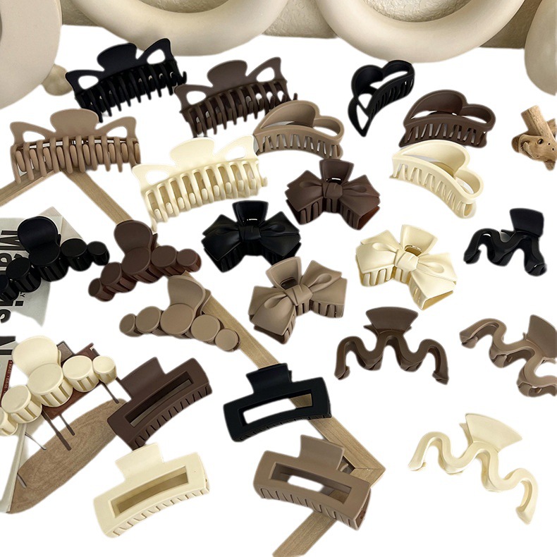 Leche helada serie marrón Cabeza trasera grande updo clip de pelo simple temperamento horquilla clip tiburón clip horquilla tocado