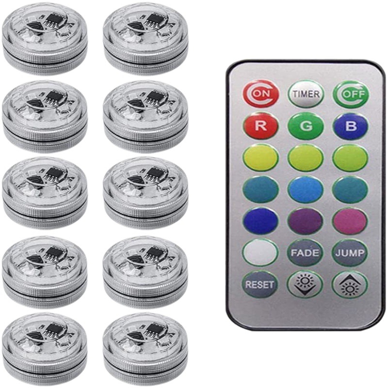 Luz DE BUCEO luminoso LED de control remoto a prueba de agua vela pequeña atmósfera de té tiempo de luz de baño tanque de peces florero de agua flotador Luz