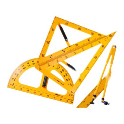 Mono dorado enseñanza regla triángulo regla brújulas regla magnética triángulo transportador traje matemáticas herramientas de enseñanza