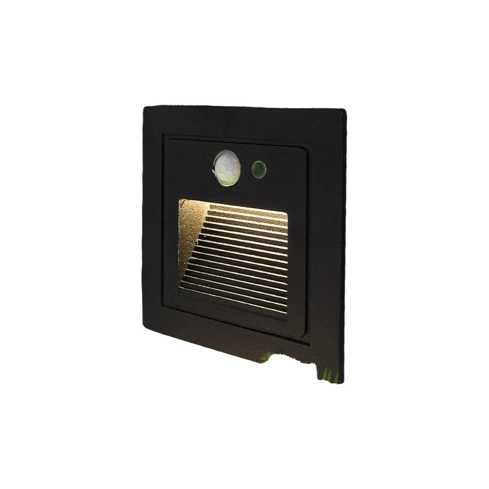 Уличный светодиодный встраиваемый светильник 4 Вт для лестниц, коридоров, угловых стен, внутренний светильник с датчиком движения для ступеней, ночник