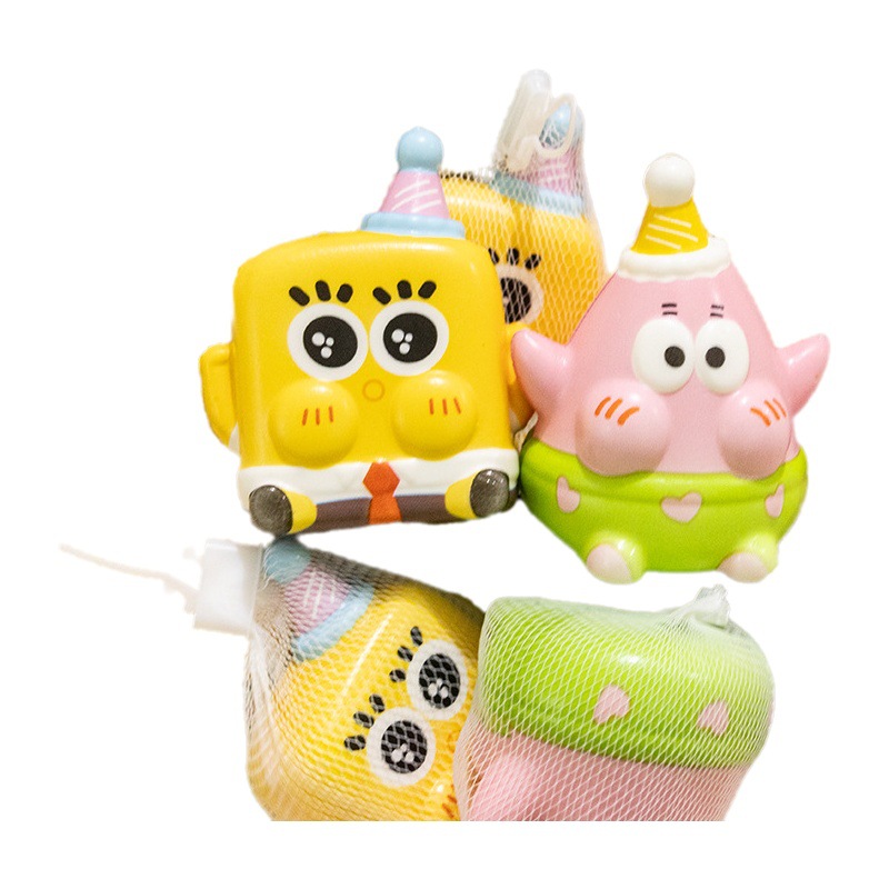 Bolsa de red genuina SpongeBob SquarePants descompresión y pellizcar música juguete de rebote lento rojo neto estilo caliente ventilación descompresión adornos de dibujos animados