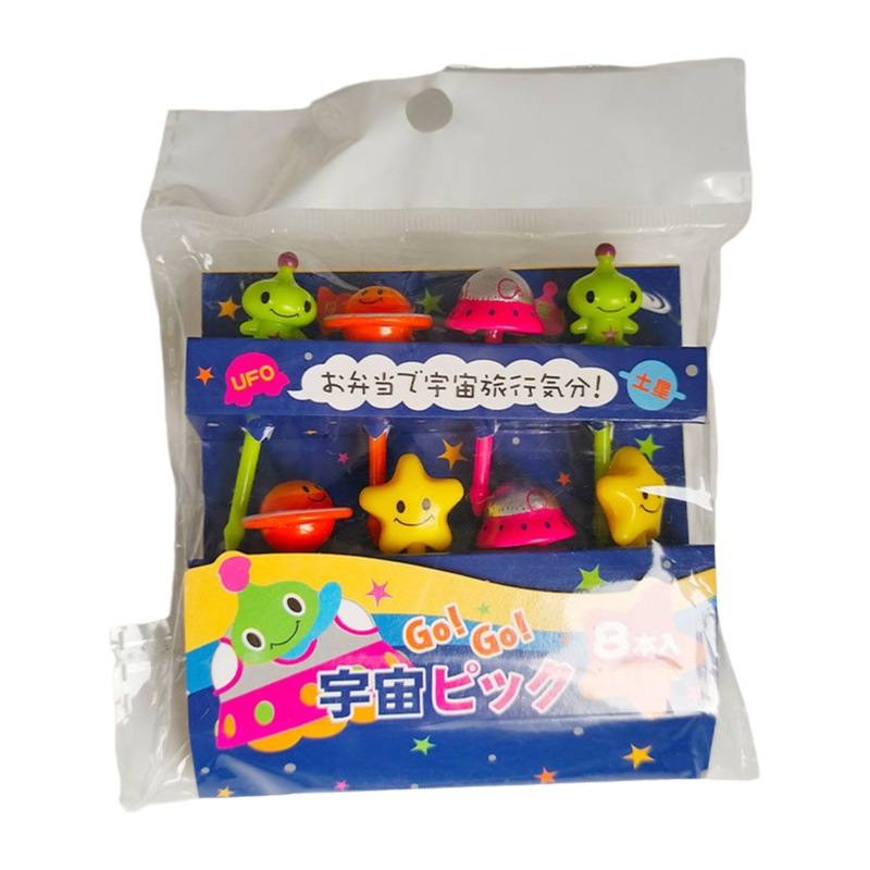 ¡Nuevo producto! Estilo japonés Espacio de los niños palo de fruta lindo viento no hace daño a la boca de seguridad de dibujos animados fruta tenedor traje