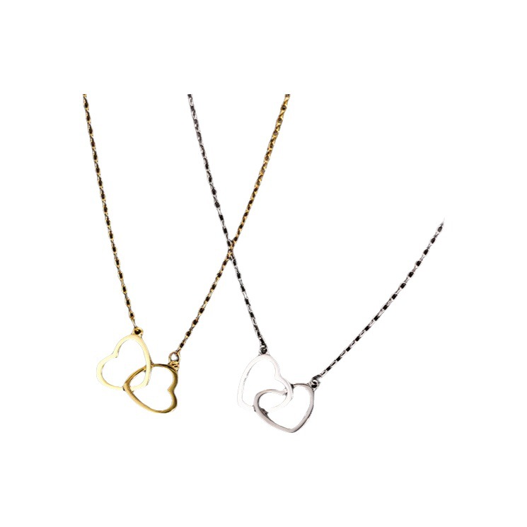 Doble anillo en forma de corazón 2021 nuevo collar simple cadena de clavícula femenina nicho femenino Sentido de diseño en línea celebridad ins estilo joyería regalo