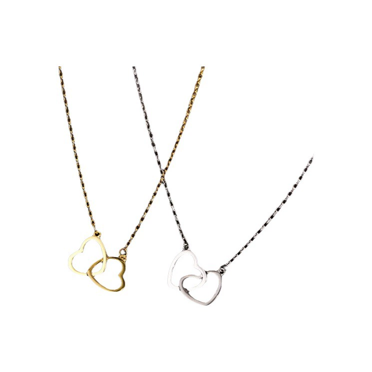 Двойное кольцо в форме сердца 2021 Новое простое ожерелье Женская цепочка ключицы Женская нишевый дизайн Sense Интернет Популярный в Интернете Стиль Ювелирные изделия Подарок
