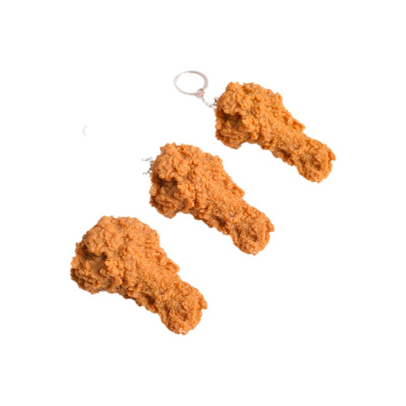 PVC simulación de pollo pierna alas de pollo modelo colgante divertido pollo ARROZ FLOR papas fritas comida y juego llavero adornos simulación pierna de pollo