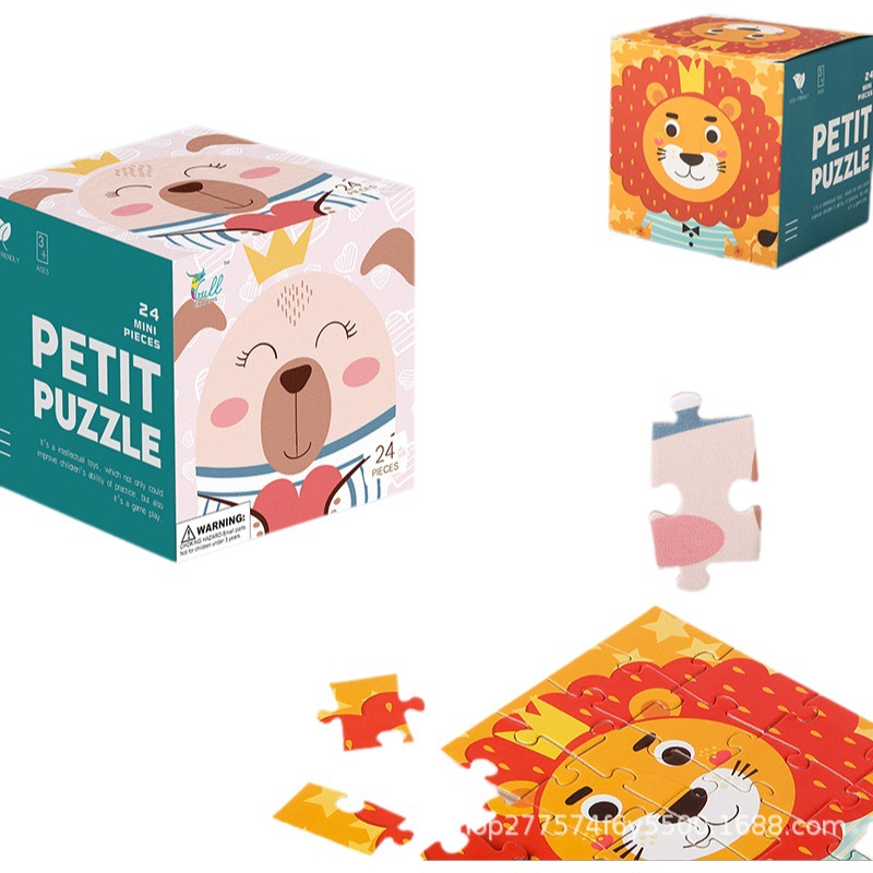 Mini 24 unidades rompecabezas de papel los niños educación temprana juguetes kindergarten regalo para 3 años embalaje inglés