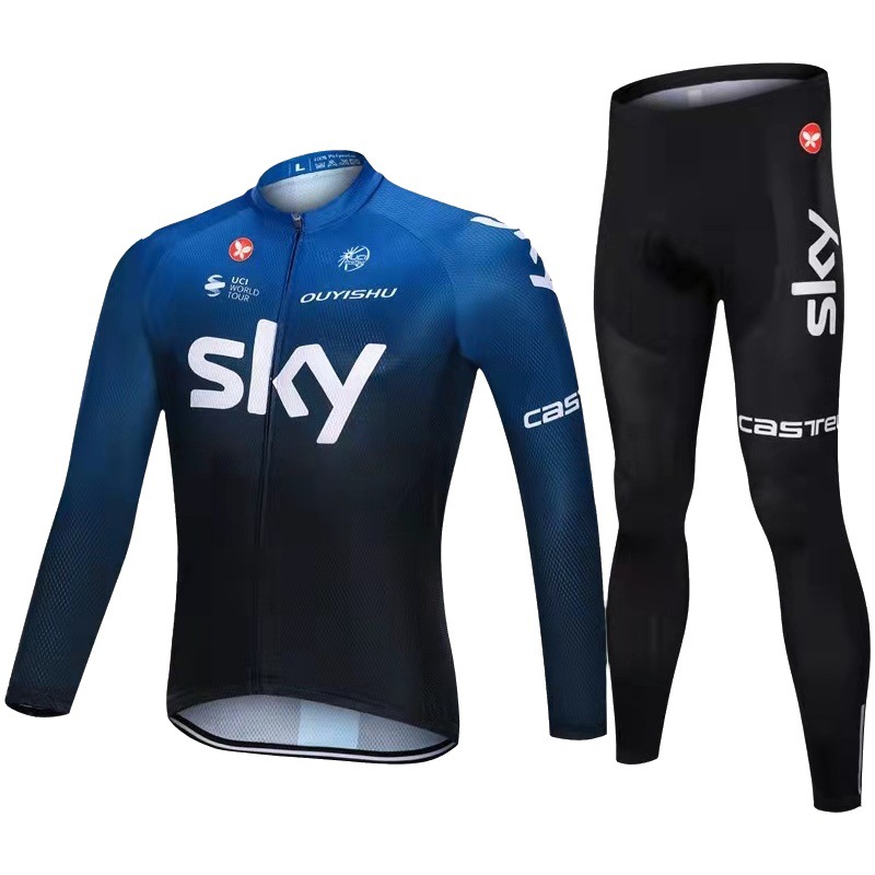 Cielo ciclismo ropa de manga larga traje de los hombres slim fit mountain bike Primavera Verano otoño ciclismo camisa transpirable protección solar