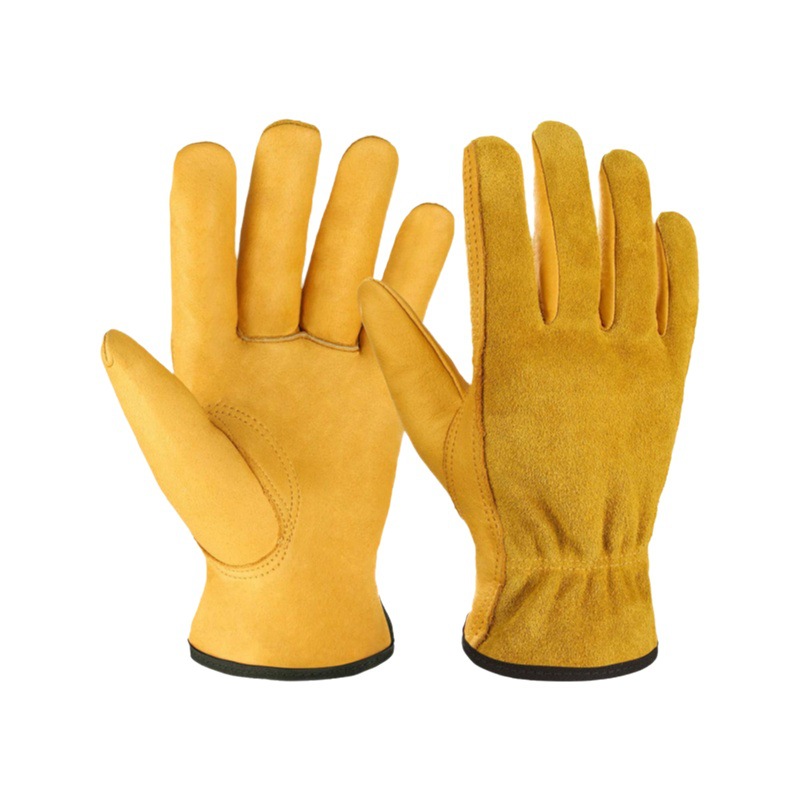 Guantes de ciclismo para exteriores, de piel de vaca amarilla, resistentes al desgaste, a los pinchazos, para jardinería, manipulación de materiales, protección laboral, soldadura, guantes de jardín image 1